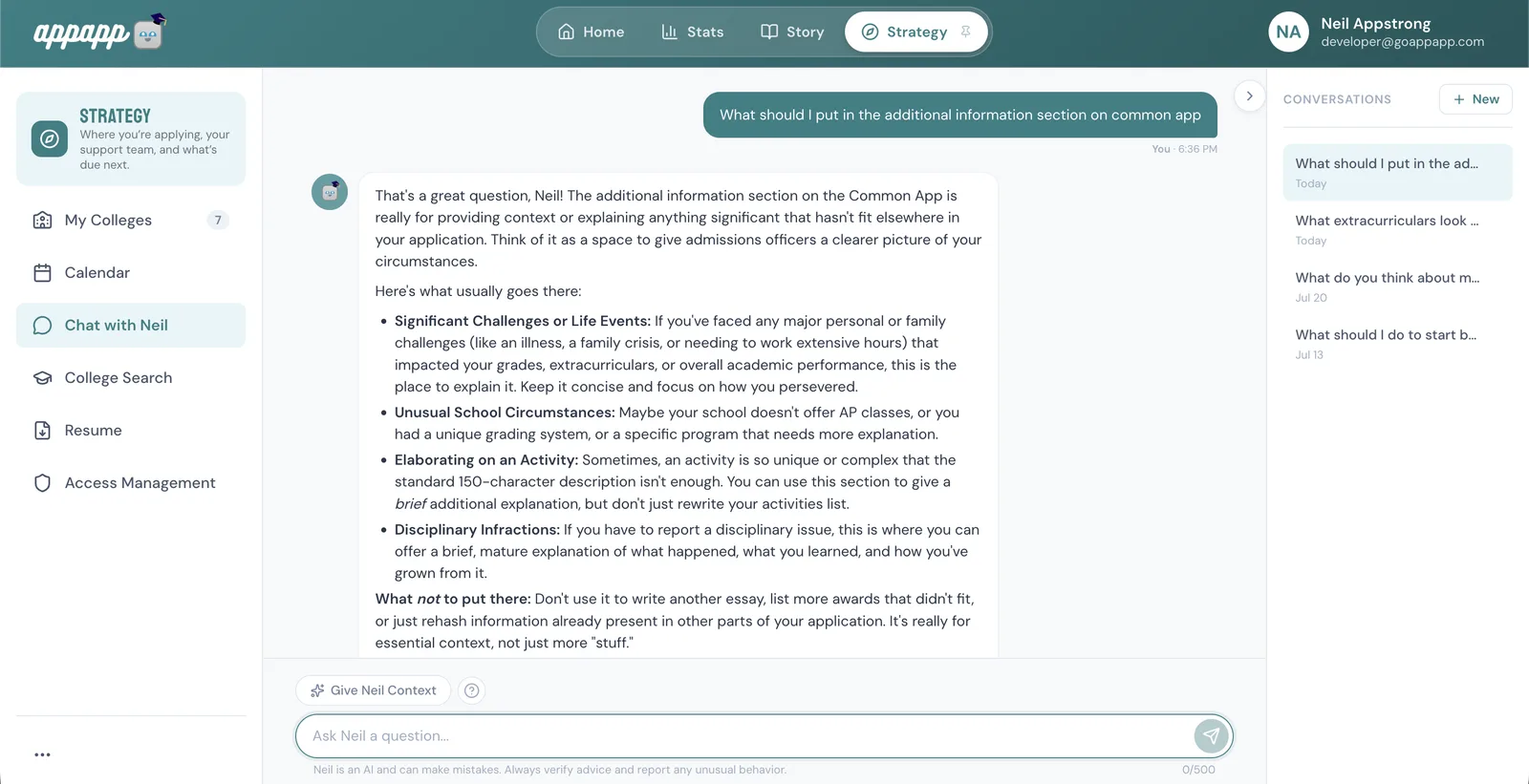 Chat with Neil, 24/7. on web
