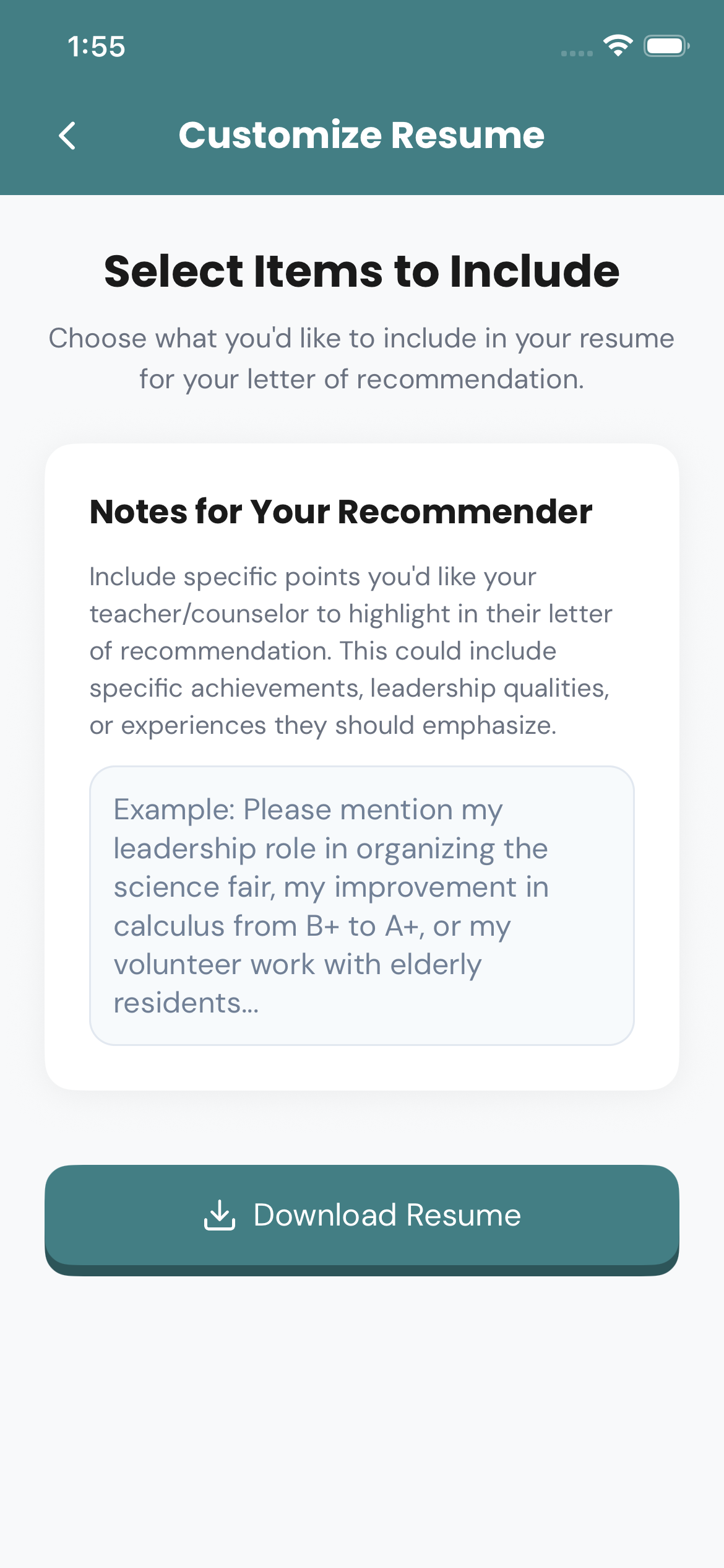 Download your resume on mobile
