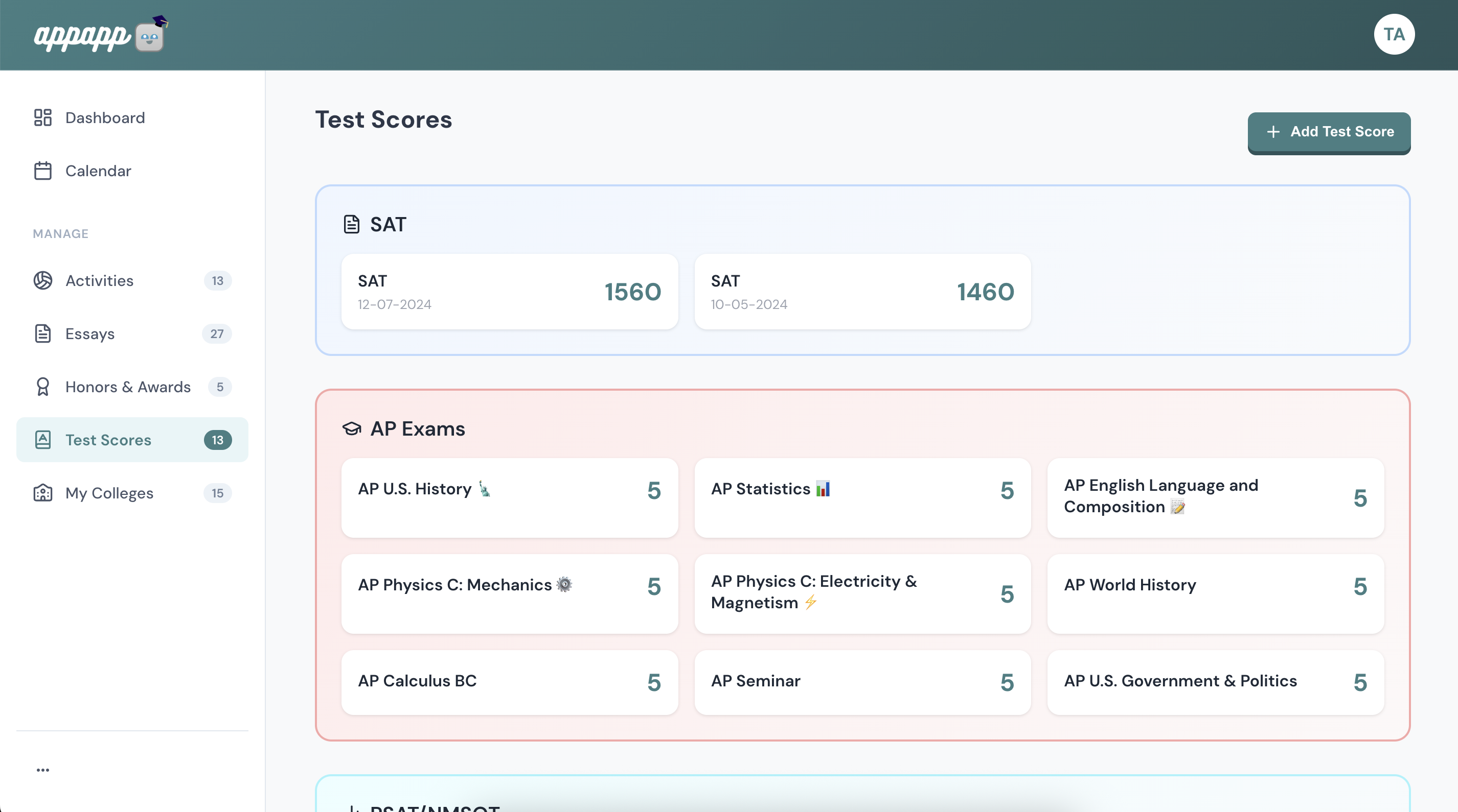 Track every score on web