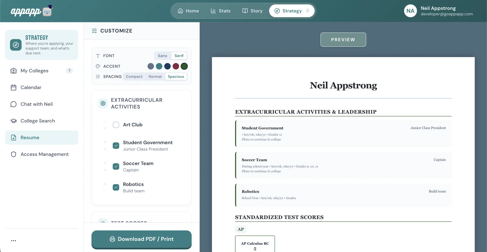 Download your resume in one click. on web